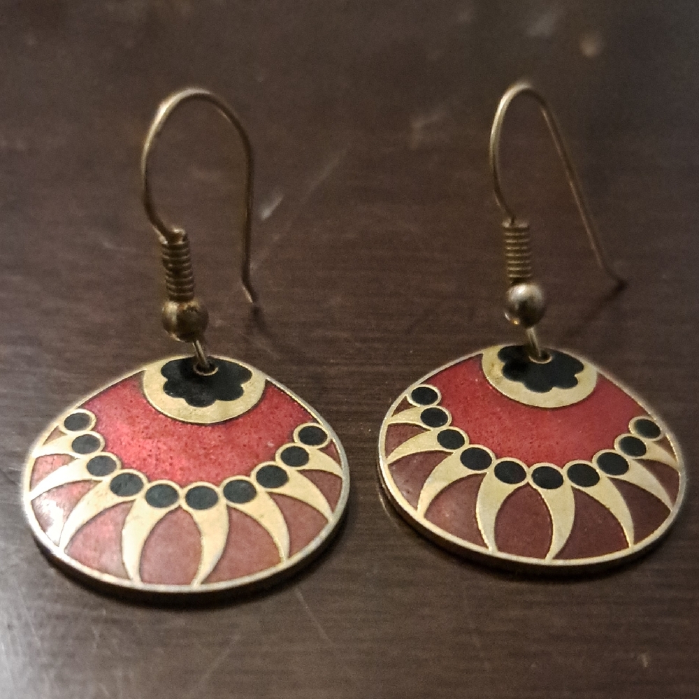 Chic Red and Gold Bohemian Earrings
